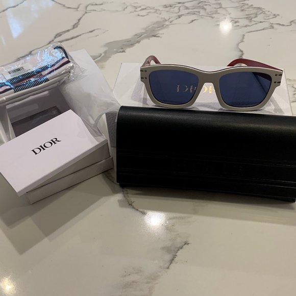 DIORSIGNATURE S3U DIORALPS - White Three-Tone Rectangular Sunglasses - Picture 1 of 7